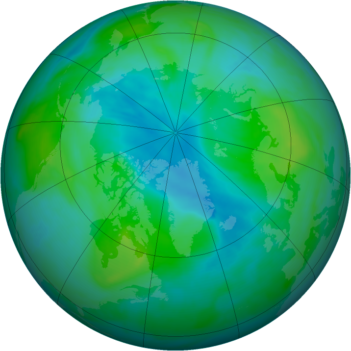 Arctic ozone map for 31 August 2007